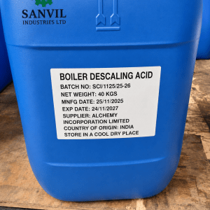 Premium Boiler Descaling Acid for cleaning boilers, heat exchangers, condensers, and industrial piping supplied by Sanvil Industries Ltd.