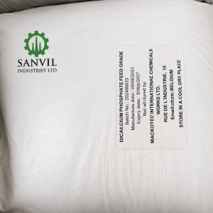 Premium Di Calcium Phosphate (CaHPO₄) for poultry feed, livestock nutrition, aquaculture, and feed manufacturing supplied by Sanvil Industries Ltd.