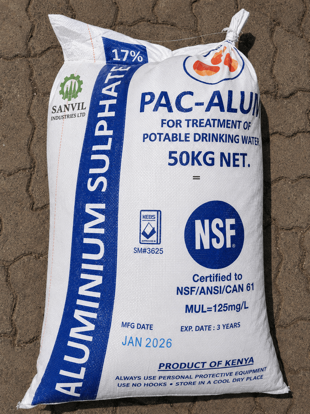 Premium PAC – Aluminium Sulphate for drinking water, wastewater, and industrial water treatment supplied by Sanvil Industries Ltd.