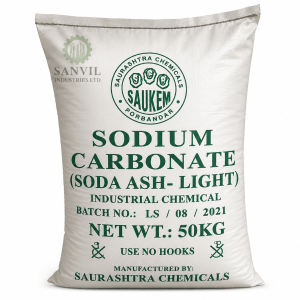 Premium-grade Sodium Carbonate (Na₂CO₃) for glass manufacturing, detergents, water treatment, and industrial applications supplied by Sanvil Industries Ltd.