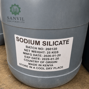 Premium-grade Sodium Silicate (Na₂SiO₃) for detergents, construction, water treatment, paper manufacturing, and industrial applications supplied by Sanvil Industries Ltd.