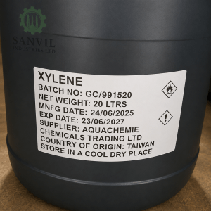 Premium-grade Xylene (C₈H₁₀) for paints, coatings, adhesives, industrial cleaning, and chemical manufacturing supplied by Sanvil Industries Ltd.