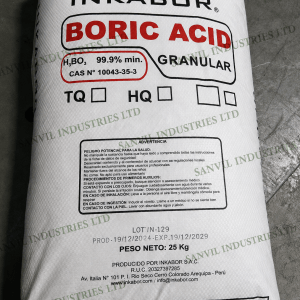 Premium Boric Acid (H₃BO₃) for glass manufacturing, ceramics, agriculture, cosmetics, and industrial applications supplied by Sanvil Industries Ltd.