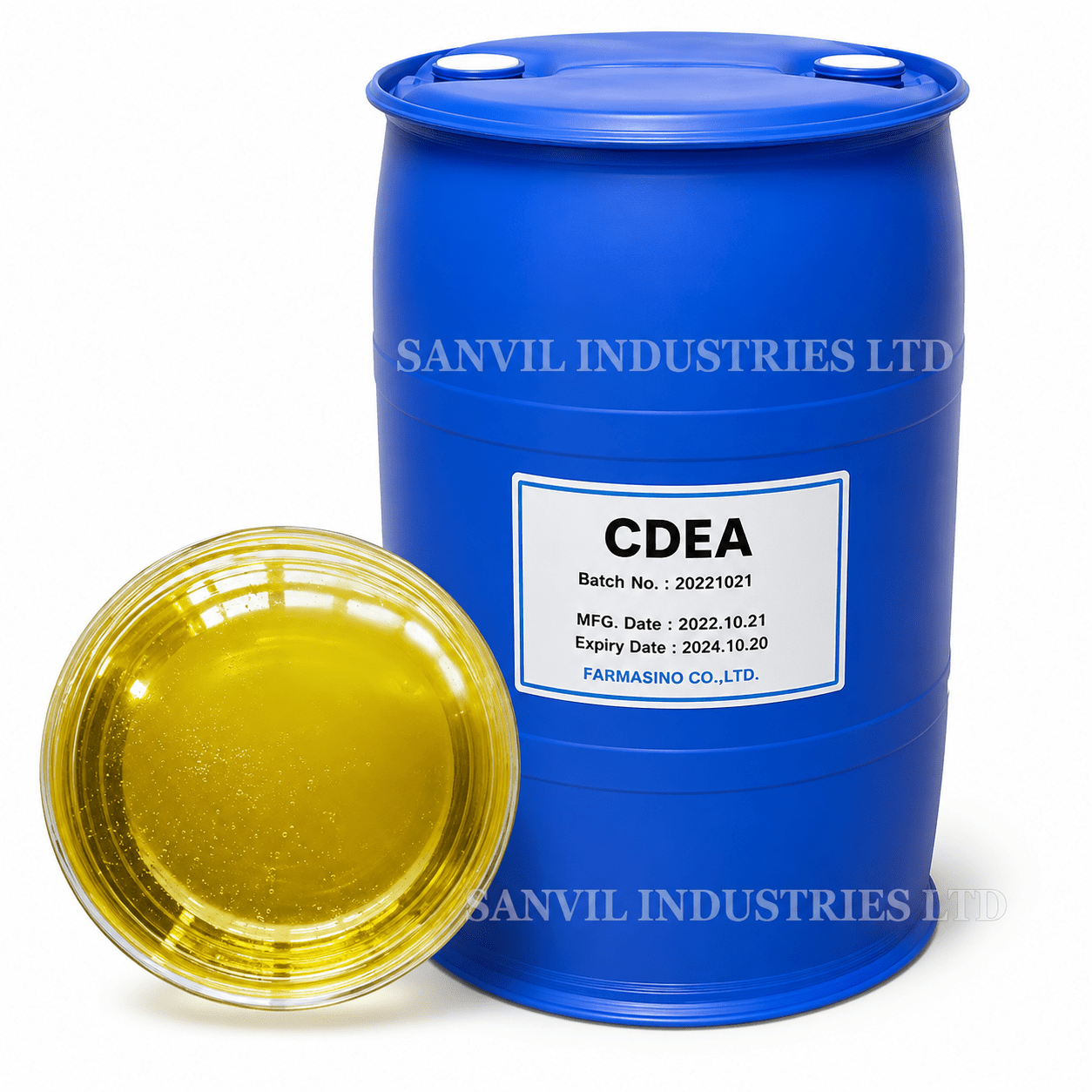 Premium Cocamide DEA (Coco Diethanolamide) for liquid soaps, shampoos, detergents, cosmetics, and industrial cleaning applications supplied by Sanvil Industries Ltd.