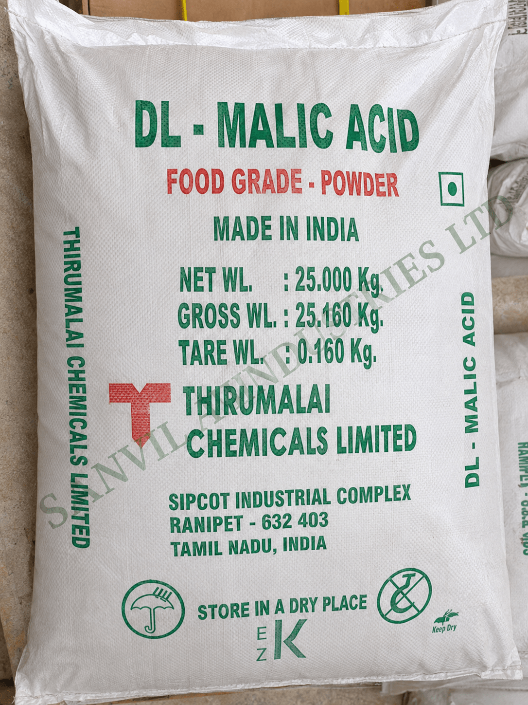 DL-Malic Acid E296 for beverages, confectionery, powdered drinks, fruit products and pharmaceutical formulations supplied by Sanvil Industries Ltd.