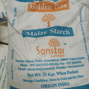 Premium Maize Starch ((C₆H₁₀O₅)ₙ) for food processing, pharmaceuticals, paper, textiles, and industrial applications supplied by Sanvil Industries Ltd.