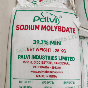 Premium Sodium Molybdate (Na₂MoO₄·2H₂O) for water treatment, corrosion inhibition, fertilizers, agriculture, and industrial applications supplied by Sanvil Industries Ltd.