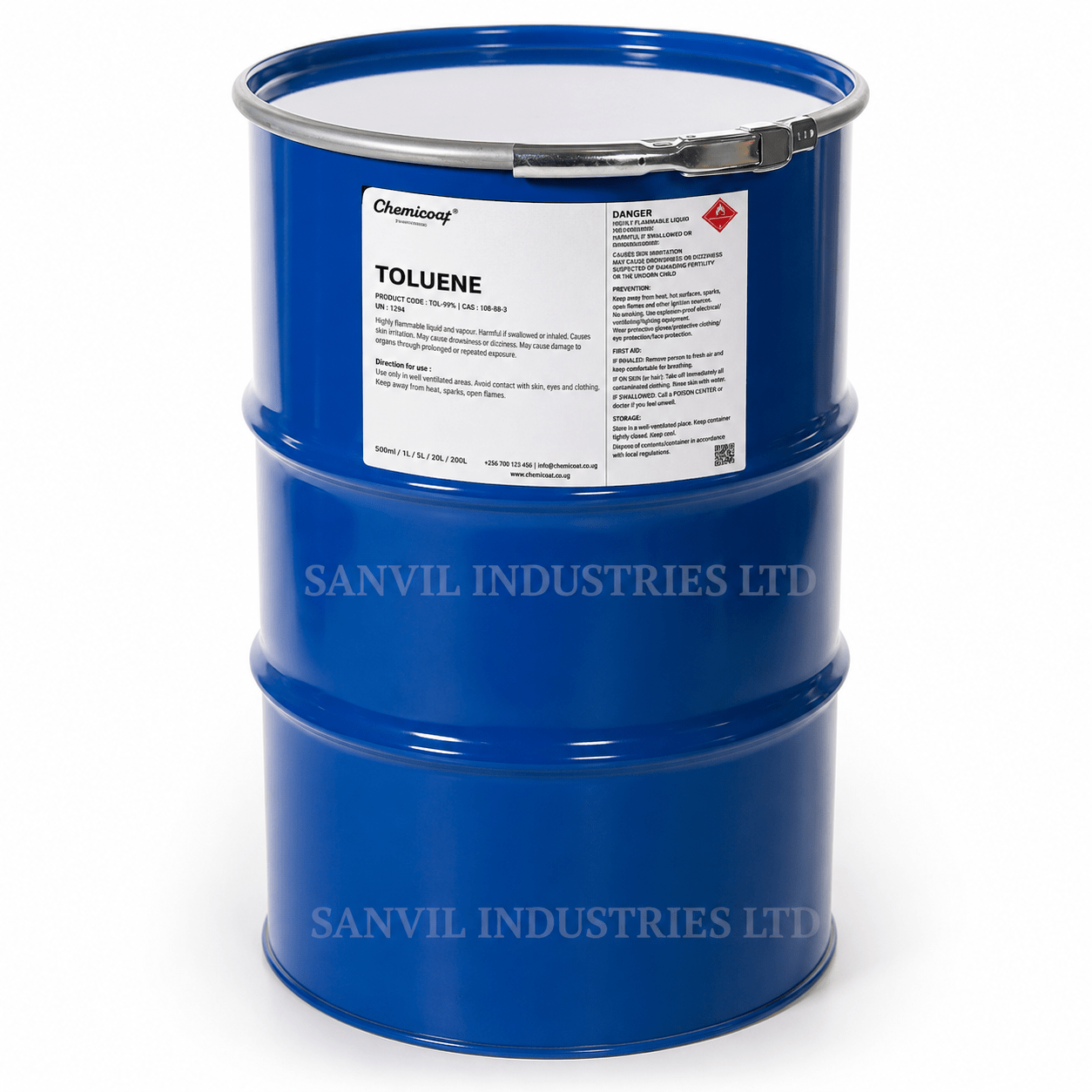 Premium Toluene (C₇H₈) for paints, coatings, adhesives, printing inks, rubber processing, and industrial applications supplied by Sanvil Industries Ltd.