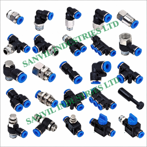 PU pneumatic push-in fittings including straight connectors, elbows, tees and unions for compressed-air systems in Kenya.